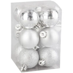 Christbaumkugeln - Silber - 12 Stück