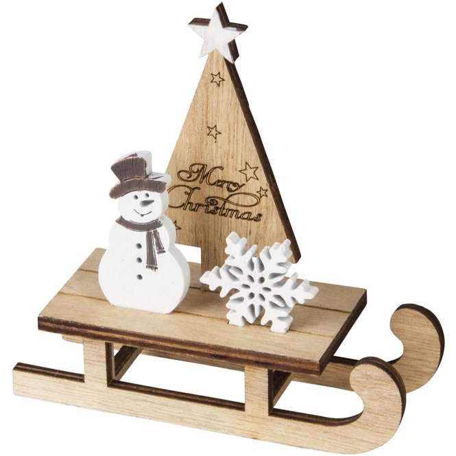 Deko-Schlitten - Schneemann - Aus Holz - Ca. 12 X 4 X 12 Cm 2 Deko-Schlitten - Schneemann - Aus Holz - Ca. 12 X 4 X 12 Cm – Bild 2