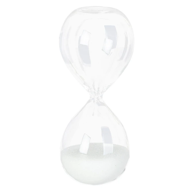Standdeko - Sanduhr - Aus Glas - Ca. 5 X 5 X 12,5 Cm - Weiß 1 Standdeko - Sanduhr - Aus Glas - Ca. 5 X 5 X 12,5 Cm - Weiß
