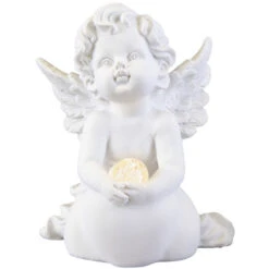 Putte Mit LED-Ball - Aus Polyresin - 10 X 9 X 13 Cm - 1 Stück