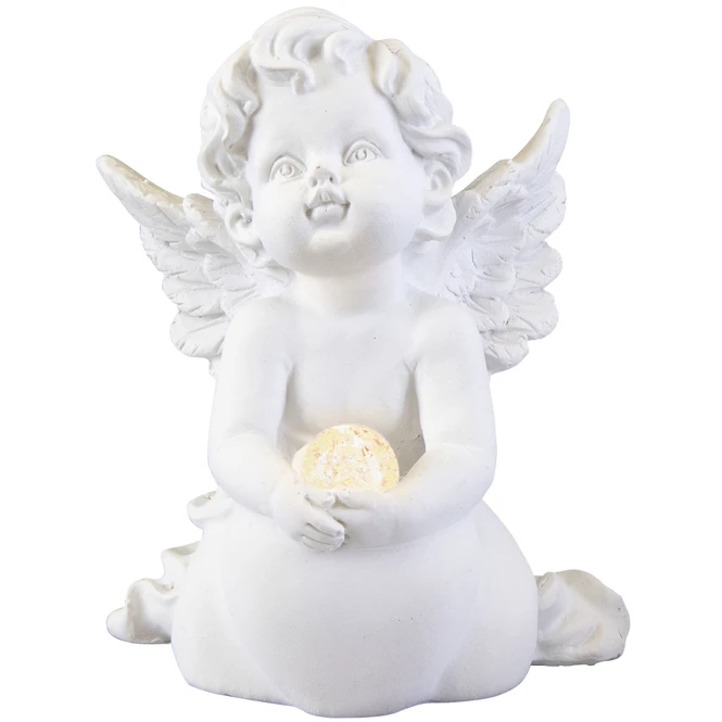 Putte Mit LED-Ball - Aus Polyresin - 10 X 9 X 13 Cm - 1 Stück 1 Putte Mit LED-Ball - Aus Polyresin - 10 X 9 X 13 Cm - 1 Stück