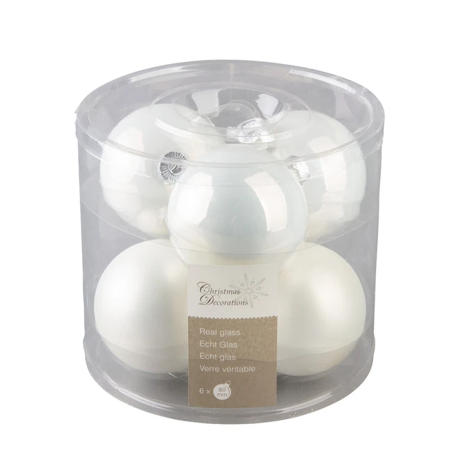 Christbaumkugeln - Winterweiß - Aus Glas - 6 Stück 2 Christbaumkugeln - Winterweiß - Aus Glas - 6 Stück – Bild 2