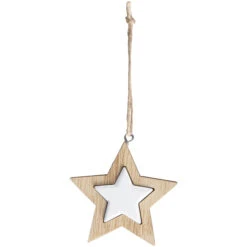 Dekohänger - Stern - Aus Holz - Ca. 7 X 1 X 7 Cm - 2 Stück 6 Dekohänger - Stern - Aus Holz - Ca. 7 X 1 X 7 Cm - 2 Stück -Rofu 210239 2