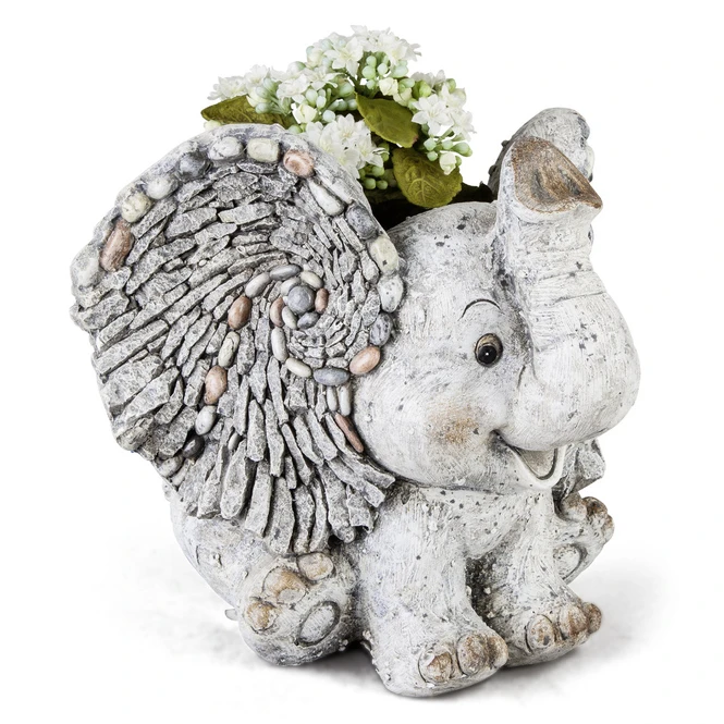 Pflanzgefäß - Elefant - Aus Magnesia - Ca. 28 X 31 X 26 Cm 1 Pflanzgefäß - Elefant - Aus Magnesia - Ca. 28 X 31 X 26 Cm