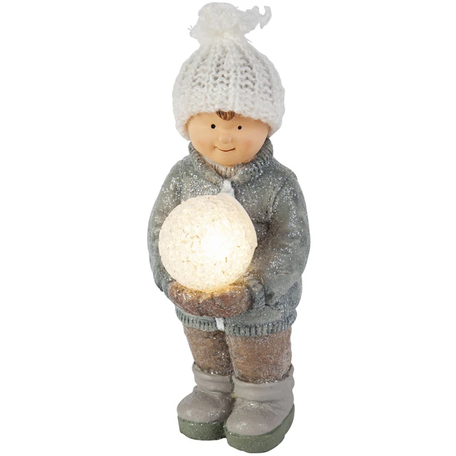 Winterkind Mit LED-Schneeball - Aus Polyresin - Ca. 11 X 10 X 20 Cm - 1 Stück 2 Winterkind Mit LED-Schneeball - Aus Polyresin - Ca. 11 X 10 X 20 Cm - 1 Stück – Bild 2
