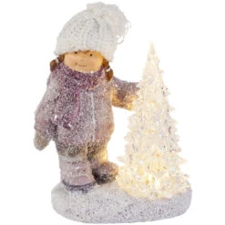 Winterkind Mit LED-Baum - Aus Polyresin - Ca. 12 X 8 X 16 Cm - 1 Stück -Rofu 218388 1