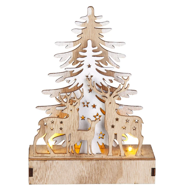 LED-Standdeko - Aus Holz - Ca. 15 X 5 X 22 Cm 1 LED-Standdeko - Aus Holz - Ca. 15 X 5 X 22 Cm