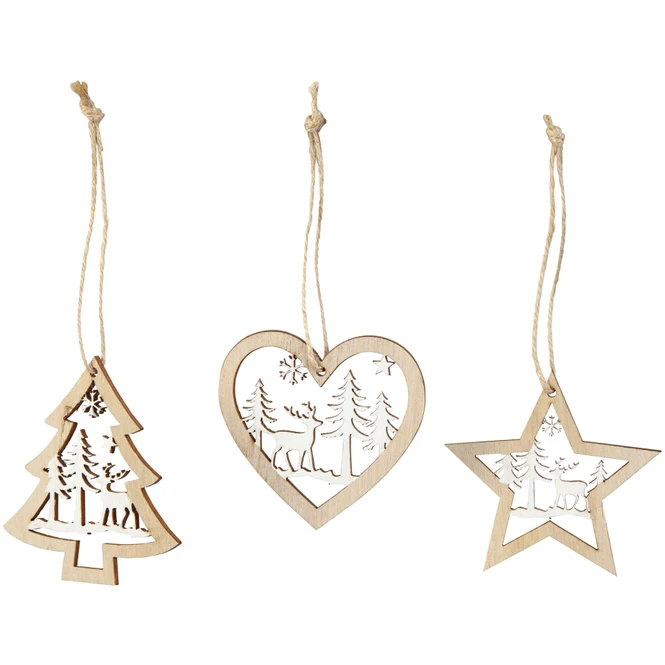 Dekohänger - Weihnachten - Aus Holz - Ca. 7 Cm - 9 Stück 2 Dekohänger - Weihnachten - Aus Holz - Ca. 7 Cm - 9 Stück – Bild 2