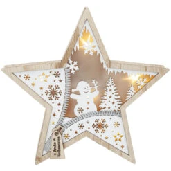 LED-Standdeko - Stern - Aus Holz - Ca. 27,5 X 4,5 X 26 Cm