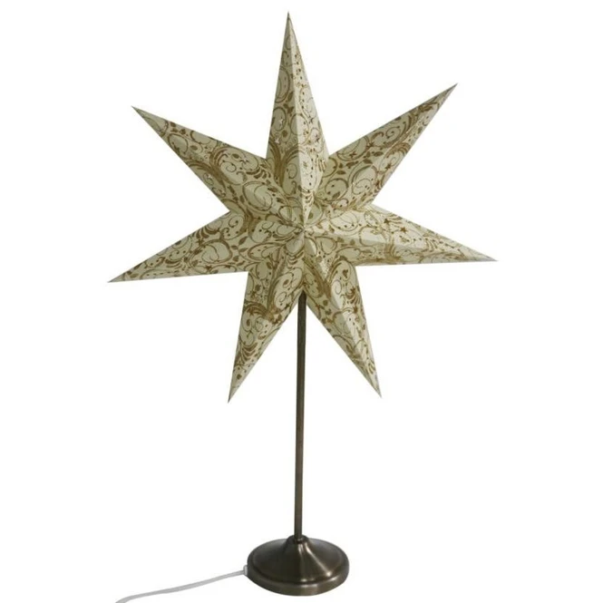 Stern Creme Mit Goldglitzer - Aus Papier - 60 Cm 2 Stern Creme Mit Goldglitzer - Aus Papier - 60 Cm – Bild 2