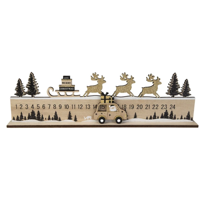 Advents-Countdown - Schlitten - Aus Holz - Ca. 45 X 4 X 13 Cm 1 Advents-Countdown - Schlitten - Aus Holz - Ca. 45 X 4 X 13 Cm