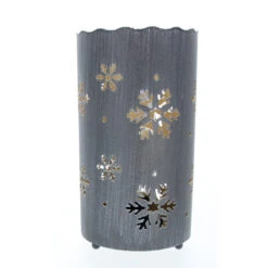 Zylinder Grau/gold Mit LED - 13x13x22,5 Cm