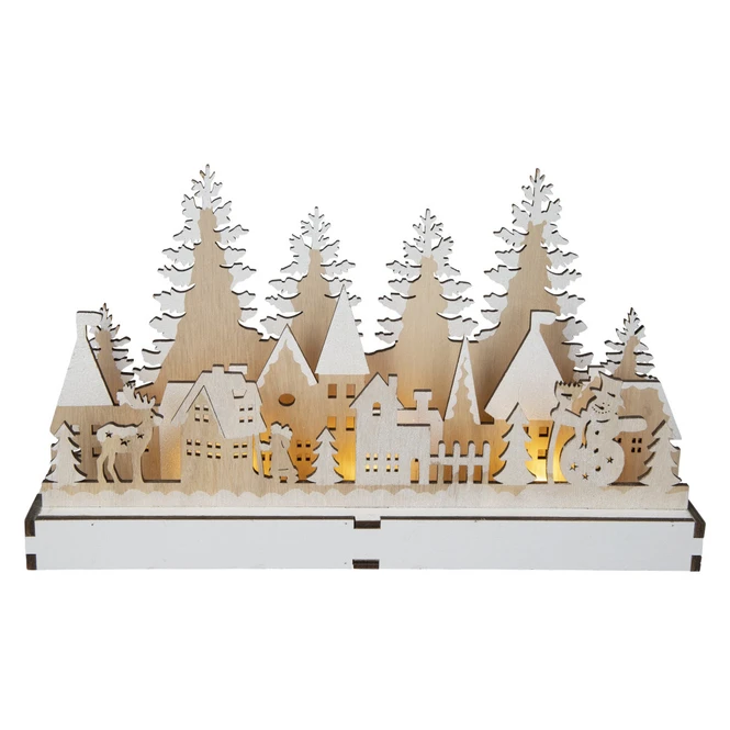 LED-Winterdorf - Aus Holz - Ca. 30,5 X 7 X 18 Cm 1 LED-Winterdorf - Aus Holz - Ca. 30,5 X 7 X 18 Cm
