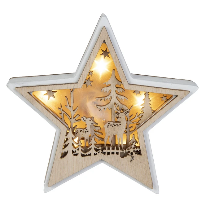 LED-Stern - Aus Holz - Ca. 14,5 X 2,5 X 14,5 Cm 1 LED-Stern - Aus Holz - Ca. 14,5 X 2,5 X 14,5 Cm