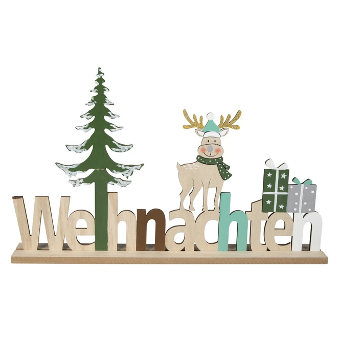 Deko-Schriftzug - Weihnachten - Aus Holz - Ca. 39 X 4,5 X 23 Cm 1 Deko-Schriftzug - Weihnachten - Aus Holz - Ca. 39 X 4,5 X 23 Cm
