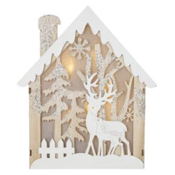 LED-Haus - Aus Holz - Ca. 25,5 X 5 X 29,5 Cm
