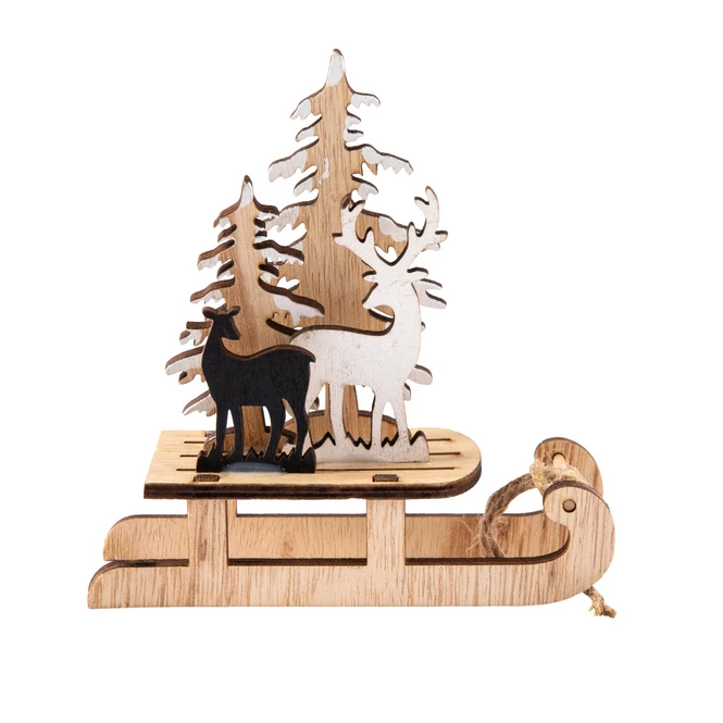 Dekoschlitten - Hirsche - Aus Holz - Ca. 14 X 5,5 X 14,5 Cm 1 Dekoschlitten - Hirsche - Aus Holz - Ca. 14 X 5,5 X 14,5 Cm