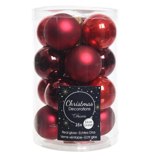 Christbaumkugeln - Rotmix - Ø = Ca. 3,5 Cm - 16 Stück 1 Christbaumkugeln - Rotmix - Ø = Ca. 3,5 Cm - 16 Stück