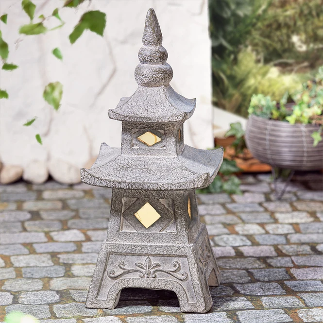 LED-Solarturm - Aus Magnesia - Ca. 23 X 23 X 53,5 Cm 1 LED-Solarturm - Aus Magnesia - Ca. 23 X 23 X 53,5 Cm