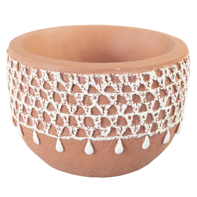 Pflanzgefäß - Boho - Aus Magnesia - Ca. 33 X 33 X 21 Cm - Braun/weiß 2 Pflanzgefäß - Boho - Aus Magnesia - Ca. 33 X 33 X 21 Cm - Braun/weiß – Bild 2