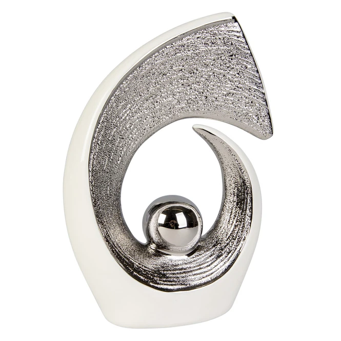 Standdeko - Aus Keramik - Ca. 14 X 5 X 20,5 Cm - Silber 1 Standdeko - Aus Keramik - Ca. 14 X 5 X 20,5 Cm - Silber