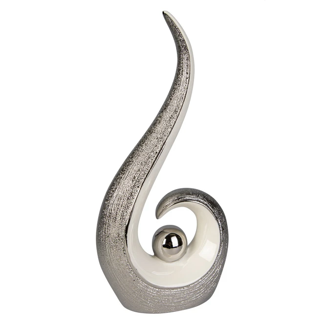 Standdeko - Aus Keramik - Ca. 16 X 9 X 33 Cm - Silber 1 Standdeko - Aus Keramik - Ca. 16 X 9 X 33 Cm - Silber