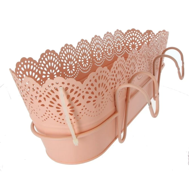 Hängepflanztopf Mit Spitze - Aprikot - Aus Metall - Ca. 50 X 15 X 18 Cm 1 Hängepflanztopf Mit Spitze - Aprikot - Aus Metall - Ca. 50 X 15 X 18 Cm