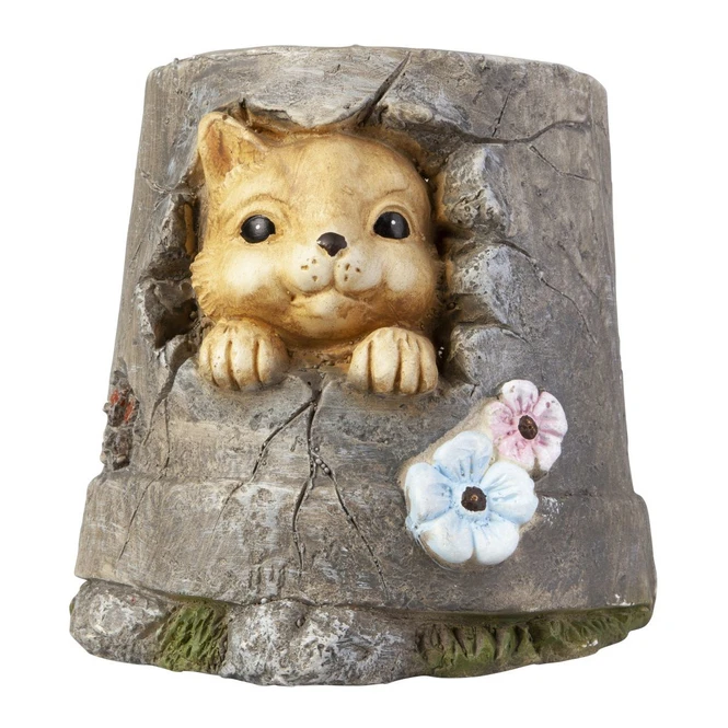 Pflanztopf - Katze In Mauerstein - Aus Magnesia - Ca. 24,5 X 23,5 X 22 Cm 1 Pflanztopf - Katze In Mauerstein - Aus Magnesia - Ca. 24,5 X 23,5 X 22 Cm