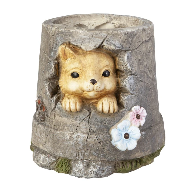 Pflanztopf - Katze In Mauerstein - Aus Magnesia - Ca. 24,5 X 23,5 X 22 Cm 2 Pflanztopf - Katze In Mauerstein - Aus Magnesia - Ca. 24,5 X 23,5 X 22 Cm – Bild 2