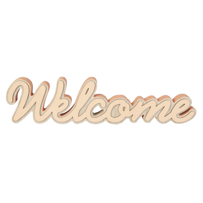 Deko-Schriftzug - Welcome - Aus Holz - Ca. 48 X 3 X 12,5 Cm 1 Deko-Schriftzug - Welcome - Aus Holz - Ca. 48 X 3 X 12,5 Cm