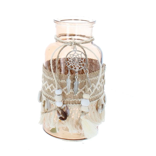 Vase Mit Traumfänger-Deko - Aus Glas - Ca. 8 X 16,5 Cm 1 Vase Mit Traumfänger-Deko - Aus Glas - Ca. 8 X 16,5 Cm