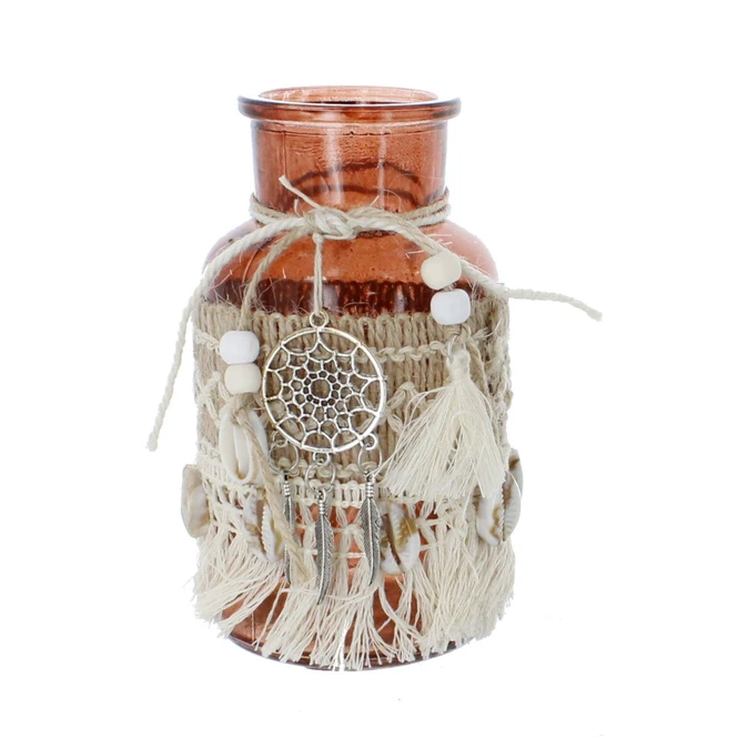 Vase Mit Traumfänger-Deko - Aus Glas - Ca. 6,5 X 12,5 Cm 1 Vase Mit Traumfänger-Deko - Aus Glas - Ca. 6,5 X 12,5 Cm