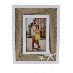 Bilderrahmen - Seesterne - Holz Mit Kordel - Ca. 19 X 1,5 X 24 Cm