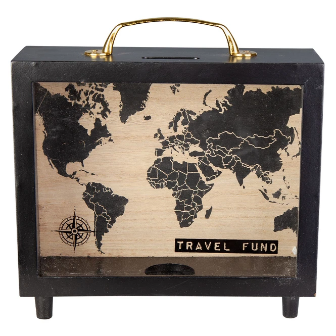 Spardose - Koffer - Aus Holz - Ca. 20 X 7 X 21 Cm 1 Spardose - Koffer - Aus Holz - Ca. 20 X 7 X 21 Cm