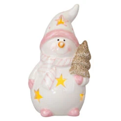 LED-Schneemann - Aus Dolomit - Ca. 7,5 X 6 X 13 Cm