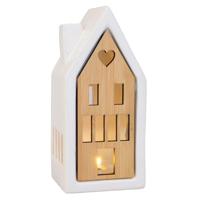 Keramik-Haus Mit LED-Beleuchtung - Ca. 8,5 X 8 X 18,5 Cm 1 Keramik-Haus Mit LED-Beleuchtung - Ca. 8,5 X 8 X 18,5 Cm