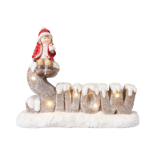 LED-Schriftzug - Snow - Aus Magnesia - Ca. 43 X 14,5 X 35 Cm 1 LED-Schriftzug - Snow - Aus Magnesia - Ca. 43 X 14,5 X 35 Cm
