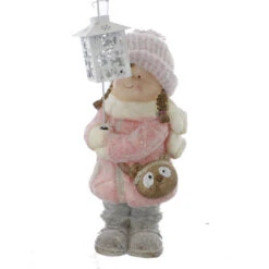 Winterkind Mit LED Laterne - Aus Magnesia - Ca. 20 X 17 X 41/47,5 Cm