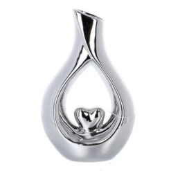 Vase Tropfensilhouette Silber - Ca. 16 X 6 X 25 Cm