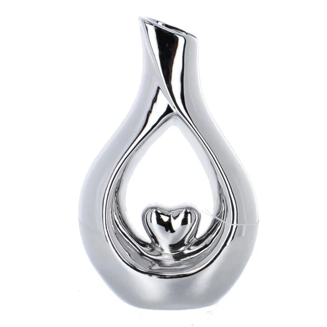 Vase Tropfensilhouette Silber - Ca. 16 X 6 X 25 Cm 1 Vase Tropfensilhouette Silber - Ca. 16 X 6 X 25 Cm