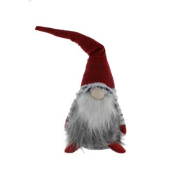 Wichtel Stehend Rot/grau/weiß - Ca. 18 X 18 X 56 Cm