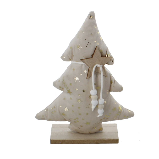 Baum Weiß/gold/braun - Aus Textil Und Holz - 18x6x24 Cm 1 Baum Weiß/gold/braun - Aus Textil Und Holz - 18x6x24 Cm