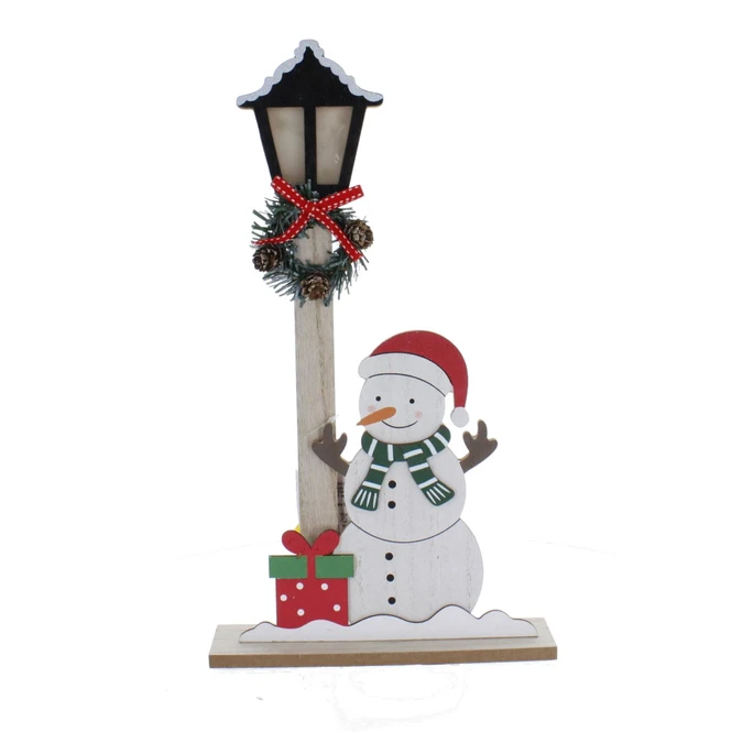 Schneemann Mit LED Laterne - Aus Holz - 22x5x39 Cm 1 Schneemann Mit LED Laterne - Aus Holz - 22x5x39 Cm