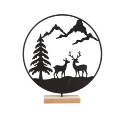 Standdeko - Hirsche Im Wald - Ca. 20 X 6 X 23,5 Cm