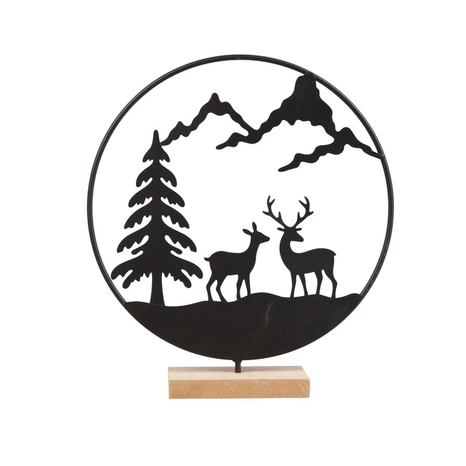 Standdeko - Hirsche Im Wald - Ca. 20 X 6 X 23,5 Cm 1 Standdeko - Hirsche Im Wald - Ca. 20 X 6 X 23,5 Cm