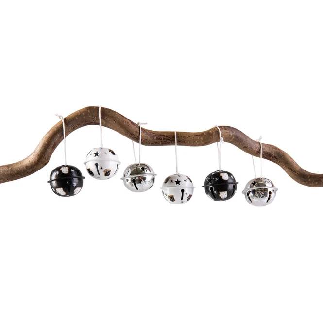 Glöckchen Schwarz/silber - Aus Metall - Ca. 4 Cm - 6 Stück 1 Glöckchen Schwarz/silber - Aus Metall - Ca. 4 Cm - 6 Stück