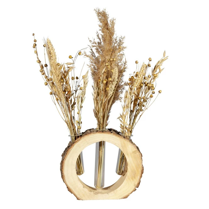 Baumring Mit 3 Vasen - Aus Holz - Ca. 17 Cm 1 Baumring Mit 3 Vasen - Aus Holz - Ca. 17 Cm