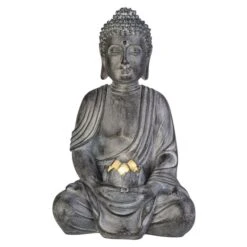 Buddha Mit Solar LED - Aus Polyresin - Ca. 19 X 15 X 30 Cm