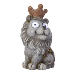 Löwe Mit Krone- Mit Solar LED - Aus Polyresin - Ca. 13,5 X 10,5 X 22 Cm