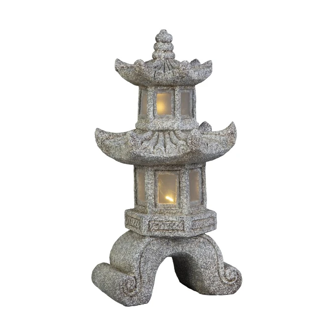 Chinaturm Mit Solar LED - Aus Magnesia - Ca. 31,5 X 31,5 X 64 Cm 1 Chinaturm Mit Solar LED - Aus Magnesia - Ca. 31,5 X 31,5 X 64 Cm